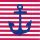Dekor szalvéta, horgonyos, piros-fehér csíkos 25x25cm-Yacht Club Anchor