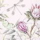 Dekorszalvéta, rózsaszín, virág, lepkeés szitakötő mintás,  33x33cm -Layana rose
