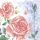 Dekorszalvéta, kék, rózsaszín rózsa 33x33cm - Aqvarell rose