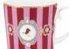 Kávés csésze, porcelan, piros-rózsaszín csíkos, arany, madár mintás 150ml-Pip-Studio-Love Birds 