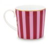 Porcelán csésze 250ml, rózsaszín-piros-Mug Large Love Birds Medallion Stripes Red-Pink