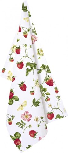 Konyharuha fehér, eper mintás, 70x100cm, 100% pamut,- Sweet Strwberry