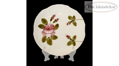 Romantik rózsás teásalj, kerámia,kézzel festett tányér, 20cm