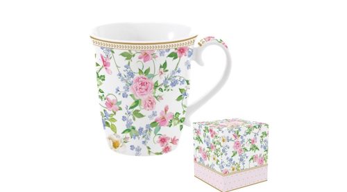  Porcelánbögre 275ml dobozban, rózsás -Garden Joy - Kerámia és porcelánáruk
