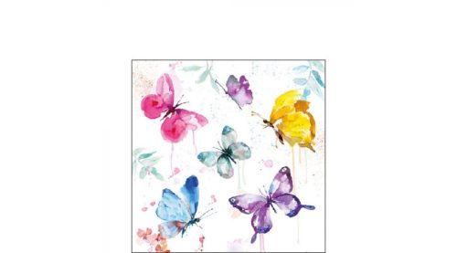 Papírszalvéta 25x25cm,20db-os-Butterfly Collection white 