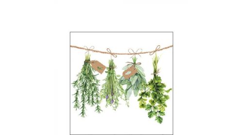 Dekorszalvéta fehér, friss gyógynövények, 25x25cm, 20db-os- Fresh Herbs 