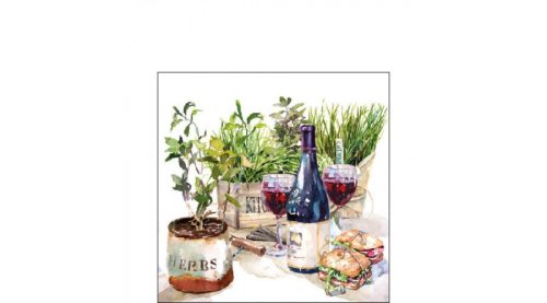 Dekorszalvéta, bor és gyógynövény 25x25cm,20db-os - Wine & Herbs 