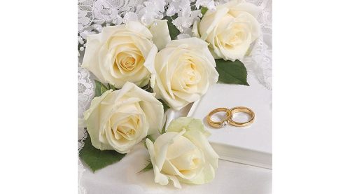 Papírszalvéta 33x33cm, 20db-os fehér esküvő-White Wedding