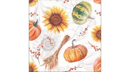 Őszi dekorszalvéta 33x33cm, 20db-os-Pumpkins & Sunflowers 