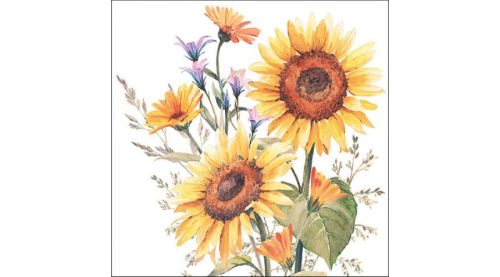 Dekor szalvéta 33x33cm, 20db-os sárga napraforgó  Sunflowers 