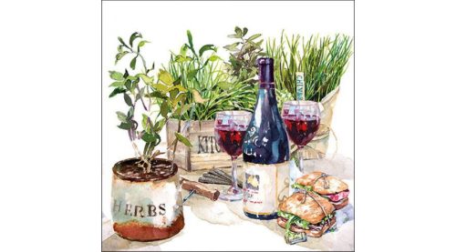 Dekorszalvéta, bor és gyógynövény 33x33cm,20db-os - Wine & Herbs 