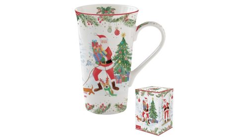 Mikulásos porcelánbögre 600ml, dobozban-Joyful Santa
