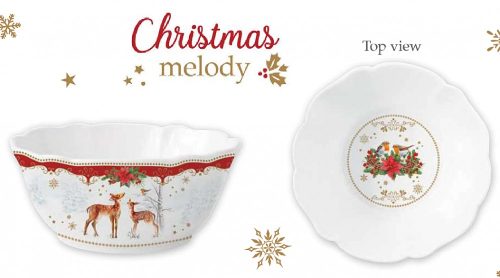 Karácsonyi porcelántál 20x8,5cm, dobozban-Christmas Melody