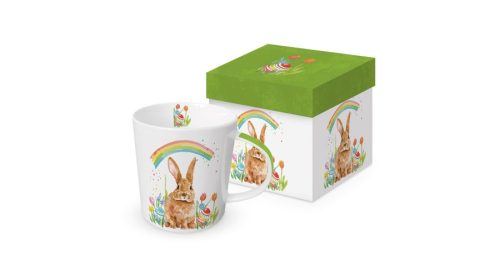  Porcelánbögre 0,35l dobozban- nyuszi szivátvánnyal- Rainbow Rabbit - Kerámia és porcelánáruk