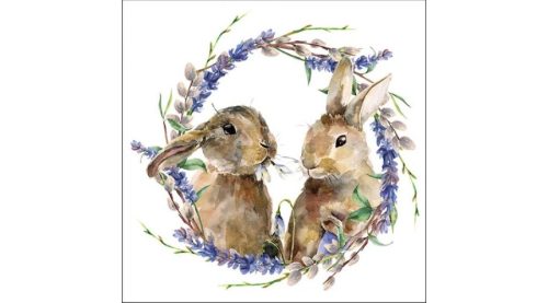Húsvéti dekorszalvéta 33x33cm, 20db-os-Rabbit Wreath 