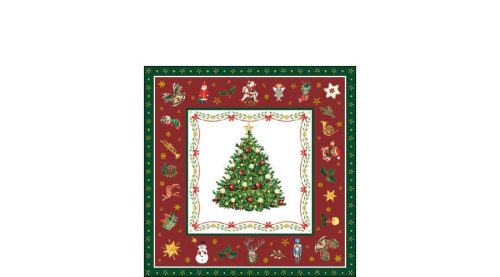 Karácsonyi Dekorszalvéta 25x25cm, 20db-os, piros-Christmas Evergreen