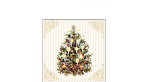 Karácsonyi papírszalvéta 25x25cm, 20db-os-X-mas Tree Cream 