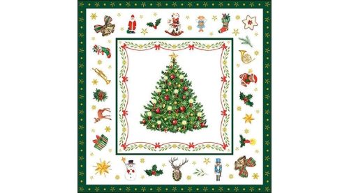 Karácsonyi papírszalvéta 33x33cm, 20db-os-Christmas Evergreen white