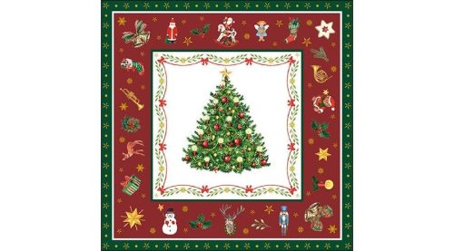 Karácsonyi papírszalvéta 33x33cm, 20db-os-Christmas Evergreen red