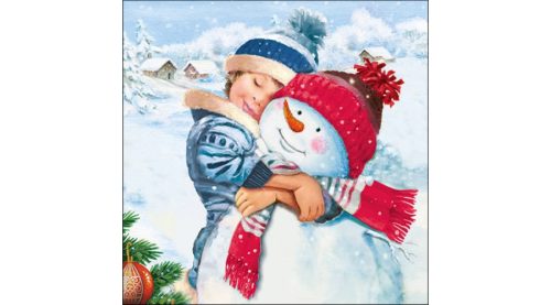 Papírszalvéta 33x33cm, 20db-os, cuki hóember-Sweet Snowman