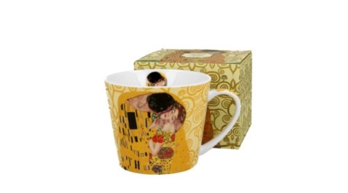 Porcelánbögre 610ml, dobozban, Klimt-The Kiss fehér