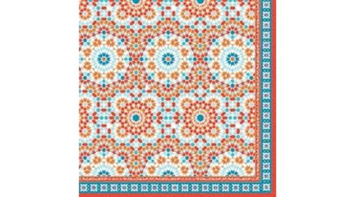 Papírszalvéta 33x33cm kék, piros geometrikus minta,20db-os-,Granada