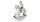 Karácsonyi dekorfigura Mikulás hintalovon szürke fehér, 13x6x17cm, 