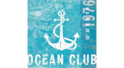 Dekor szalvéta 33x33cm, 20db-os, kék-fehér horgonyos- anchor, ocean club, 