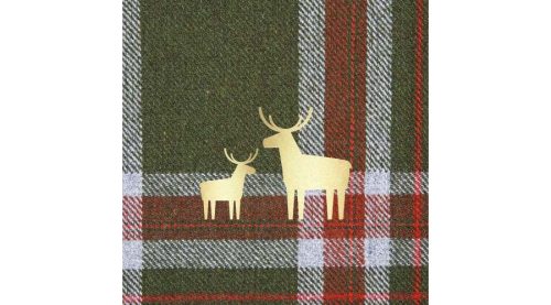Karácsonyi papirszalvéta 33x33cm, 20db-os -Check and Deer  