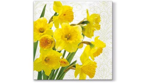 Dekorszalvéta 33x33cm, 20db-os, sárga nárcisz - Yellow Daffodils 